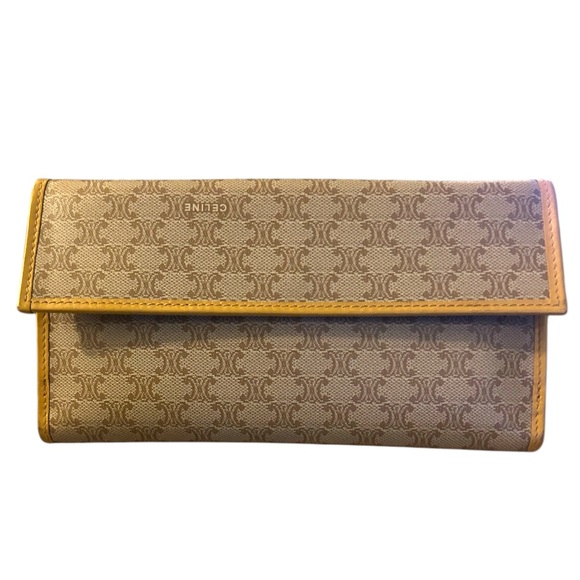 CELINE Macadam Bifold Long Wallet Caramel Brown Vachetta Genuine Leather - Picture 4 of 16